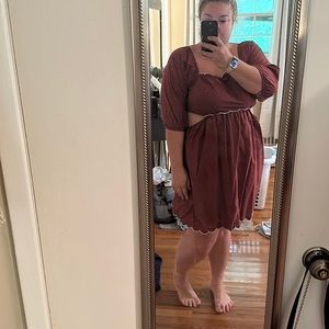 Adorable Scalloped edge tie back cutout Anthropologie mini dress